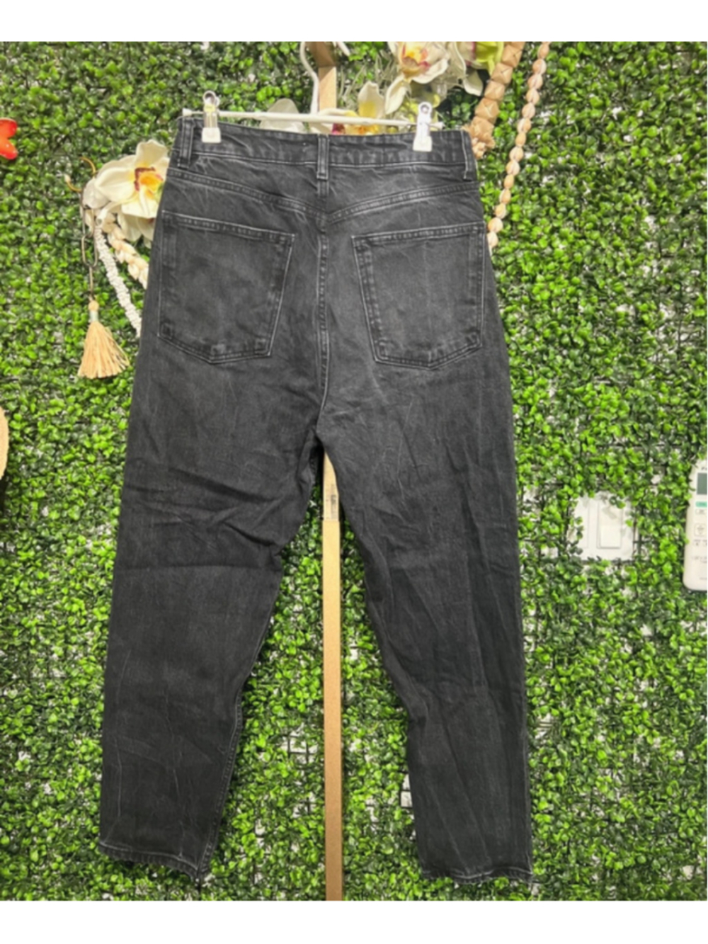 Zara High Rise Washed Black Straight Leg Cropped Denim Jeans size 8 - Picture 5 of 5